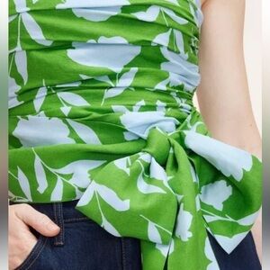 Kate Spade Green and White Floral linen  spaghetti strap Top x Target